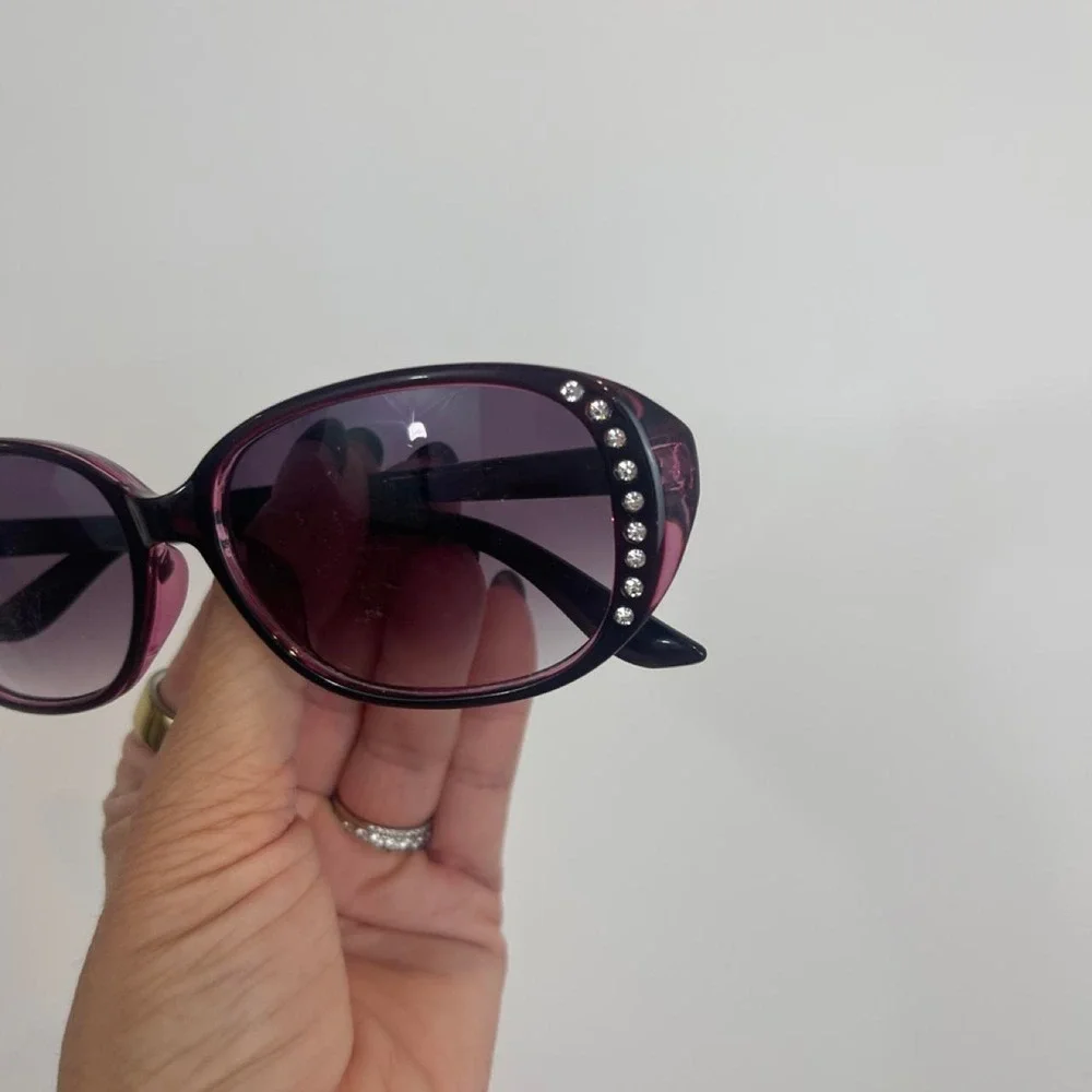 Piranha Rhinestone Burgundy Purple Sunglasses Y2K